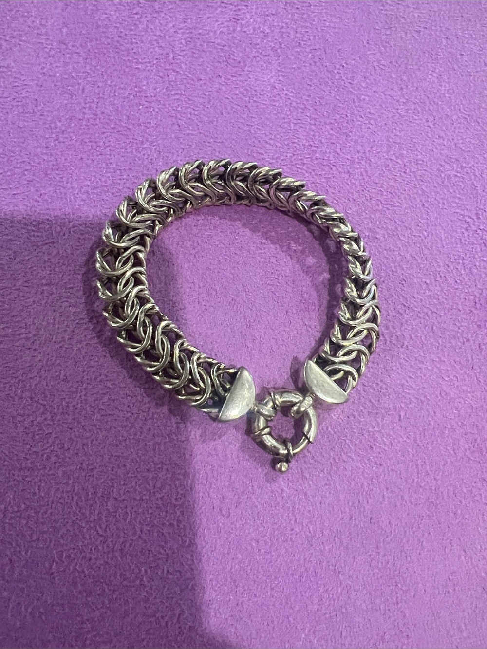 F#109-Sterling Silver Braided Link Toggle Bracelet - Silver